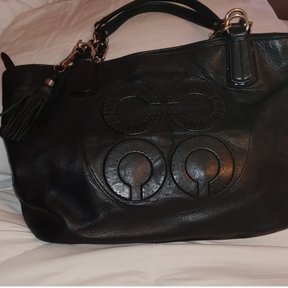 Rare Coach COLETTE LEATHER OP ART LOGO TOTE - Picture 3 of 8